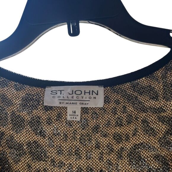 St. John Collection cheetah leopard Animal Print Sweater 14 - Picture 3 of 5